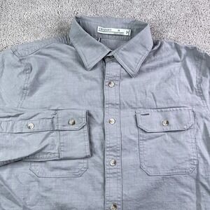 Criquet Shirt Mens Medium Grey Cotton Tencel Stretch Button Up Pockets